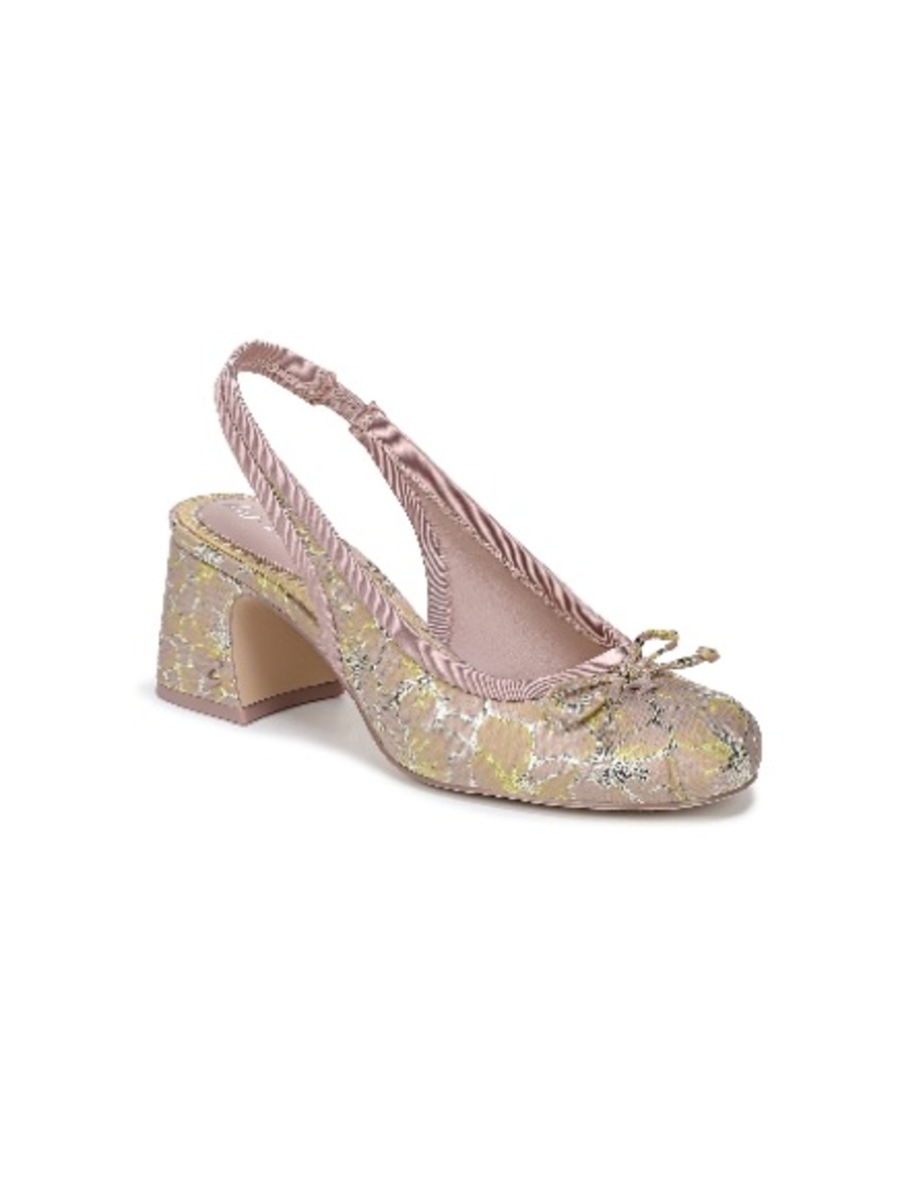 Circus by Sam Edelman Pink and Gold Floral Slingback Block Heels| 10M